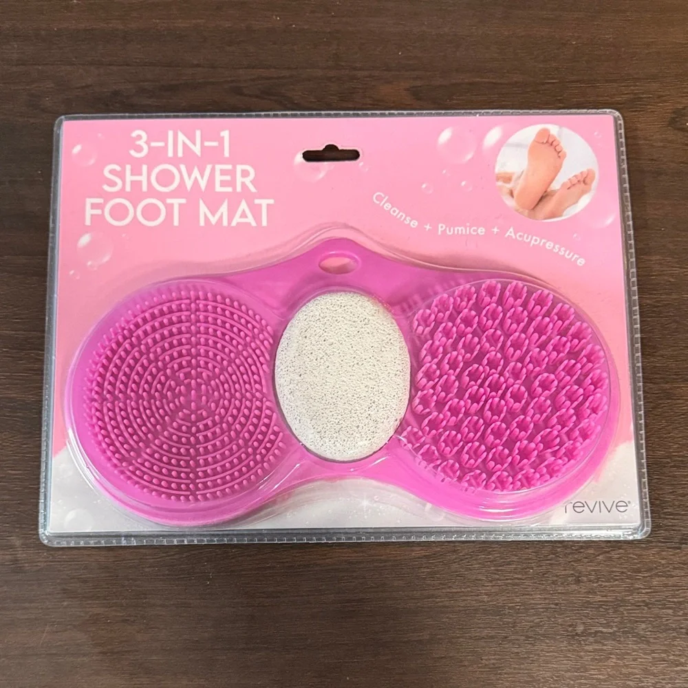 Pink 3-in-1 Shower Foot Mat